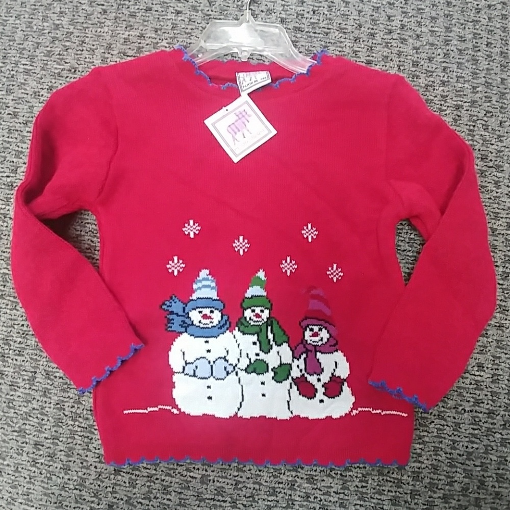 Plaid Moose Red Snowman Sweater